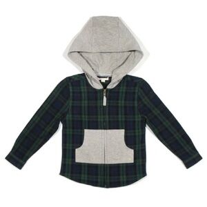 Flannel Hoodie Shirt for toddler boy 3T green flannel emmet by Egg New York
